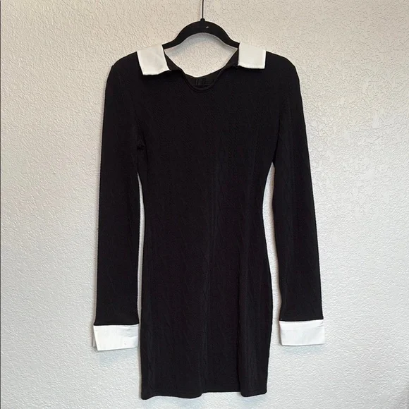 🖤Collared Knit Black and White Long Sleeve Dress (S) - Picture 3 of 8